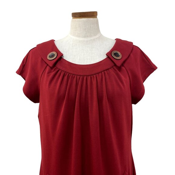 NWT Evan Picone Amaryllis Red Casual Short Sleeve Dress sz 14 - Picture 2 of 4